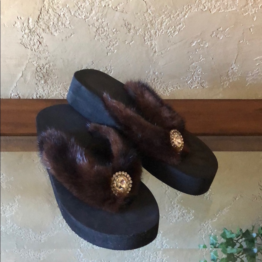 Faux Fur Platform Sandals